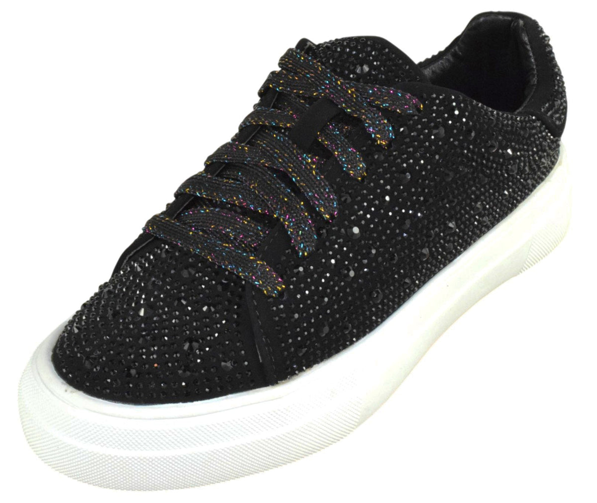 Black La Sheelah Rhinestone Platform Sneakers