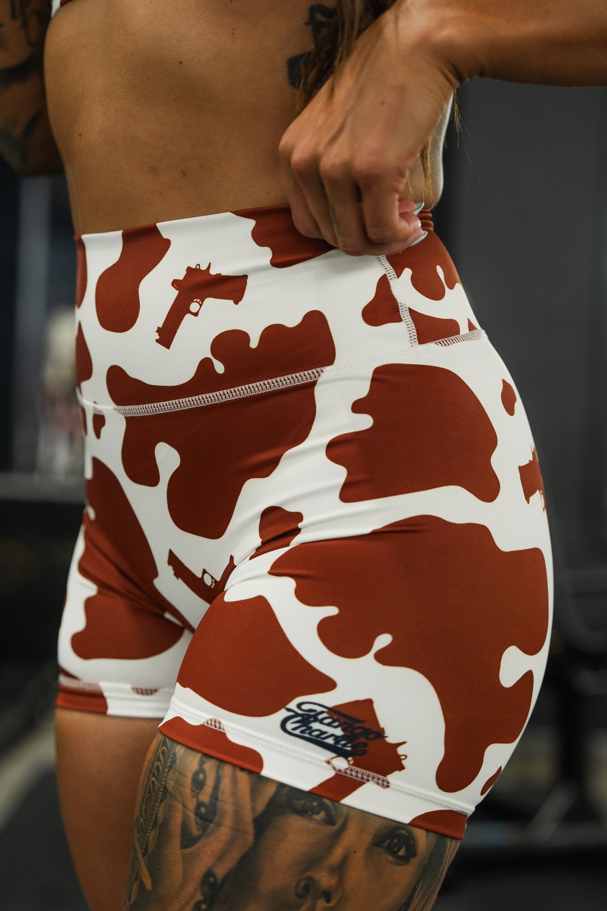 Moo Moo Pew Pew Women's High-Waisted Seamless Front Compression Training Shorts |