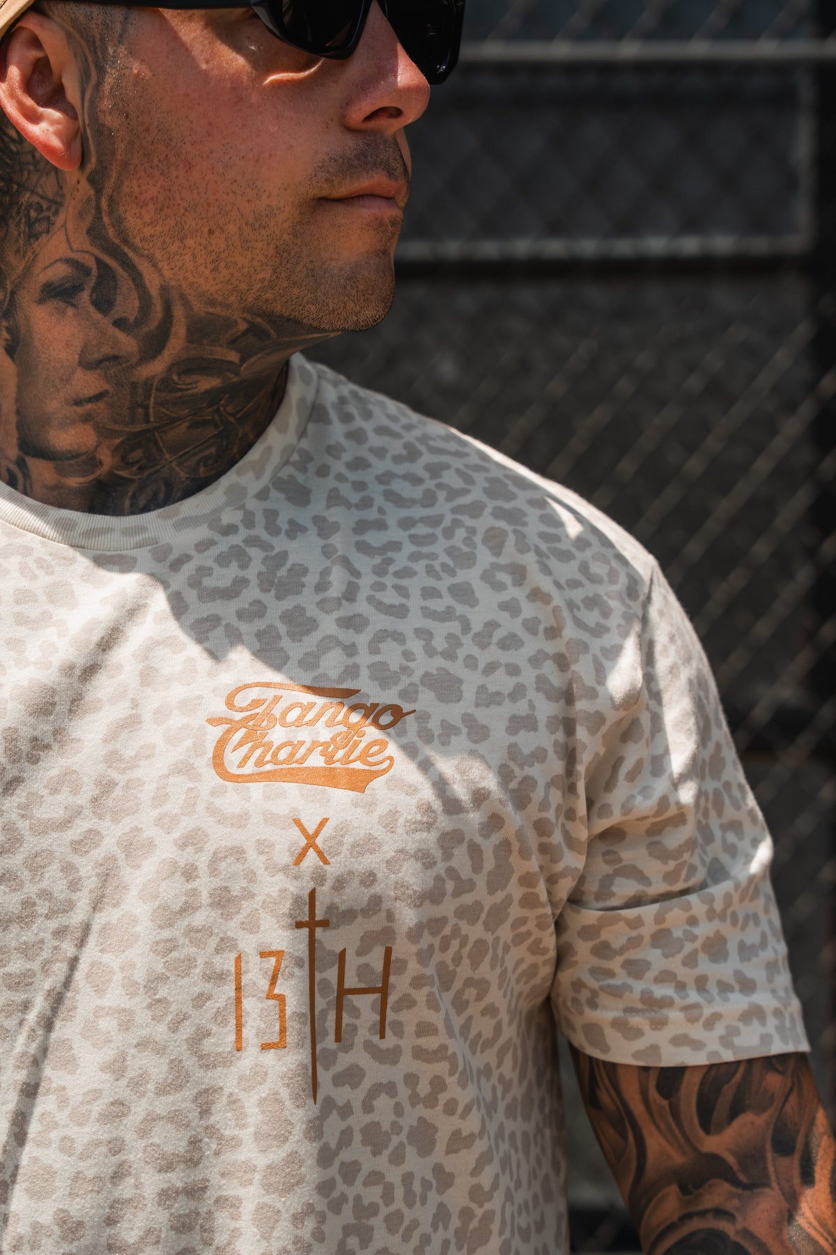Lift Heavy. Pray Hard. Cream Leopard - Tee MENS UNISEX