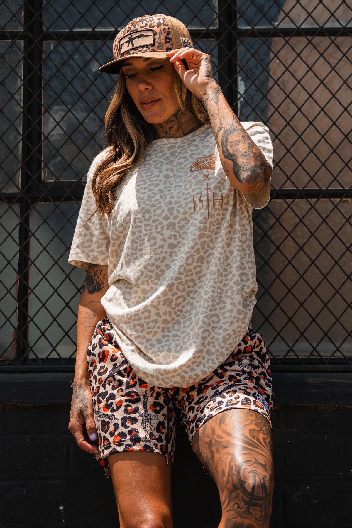 Lift Heavy. Pray Hard. Cream Leopard - Tee MENS UNISEX