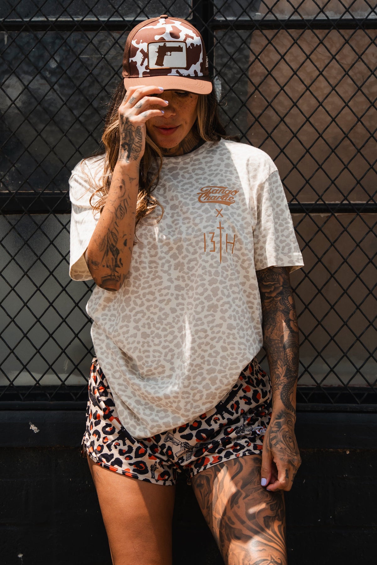 Lift Heavy. Pray Hard. Cream Leopard - Tee MENS UNISEX