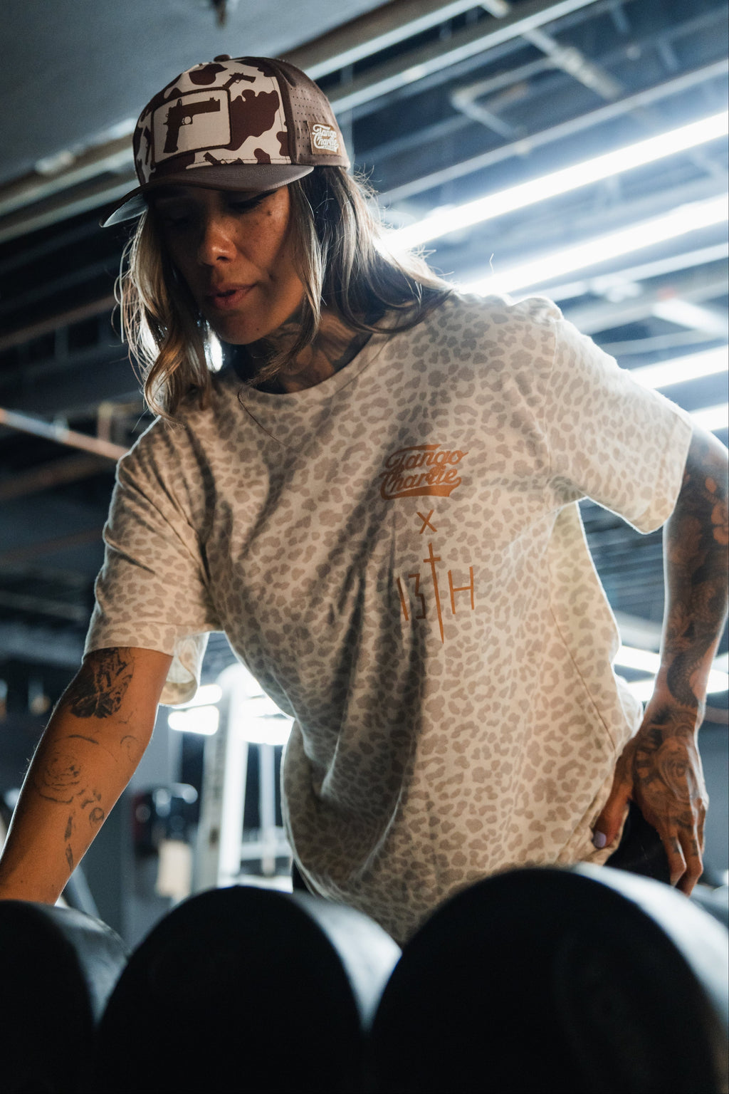 Lift Heavy. Pray Hard. Cream Leopard - Tee MENS UNISEX