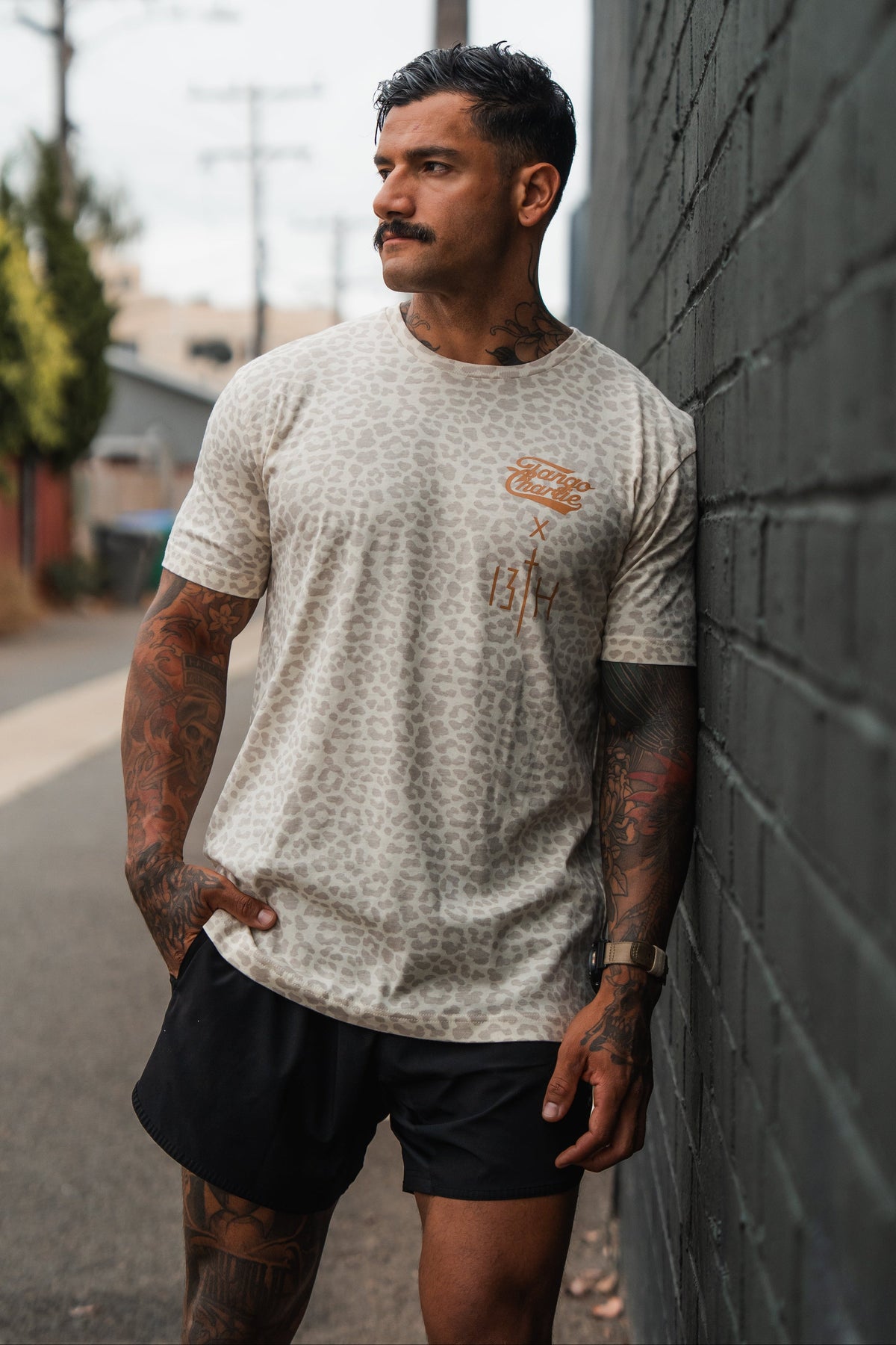 Lift Heavy. Pray Hard. Cream Leopard - Tee MENS UNISEX