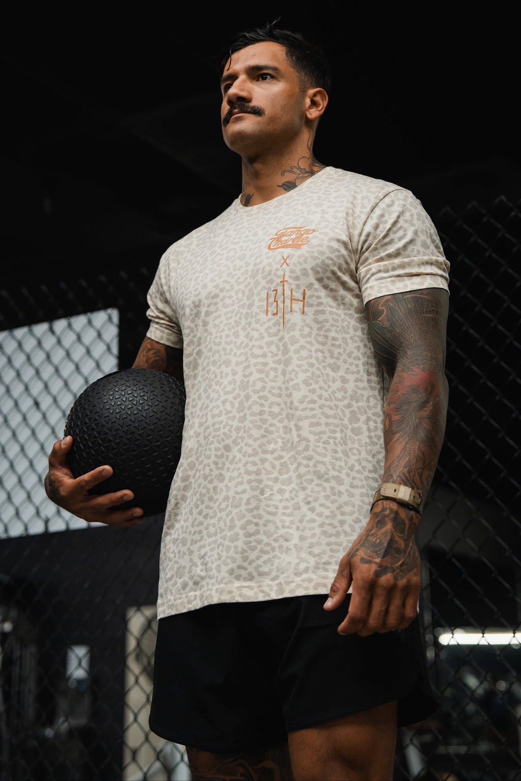Lift Heavy. Pray Hard. Cream Leopard - Tee MENS UNISEX