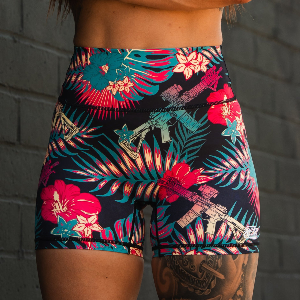 Tropical Assassin printed Women's High-Waisted Seamless Front Compression Training Shorts |