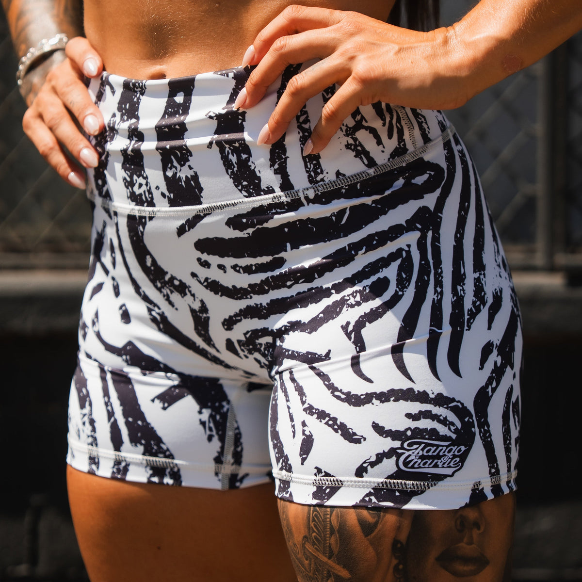 High-Waisted Seamless Front COMPRESSION Training Shorts | Zebra Ops