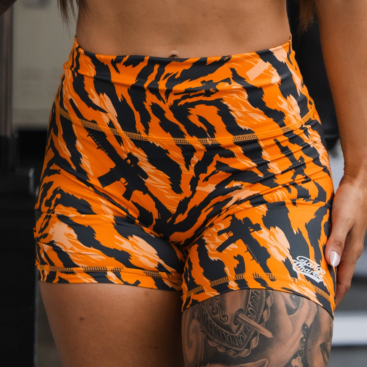 🐅Tiger Snipe printed Women's High-Waisted Seamless Front Compression Training Shorts |🐅