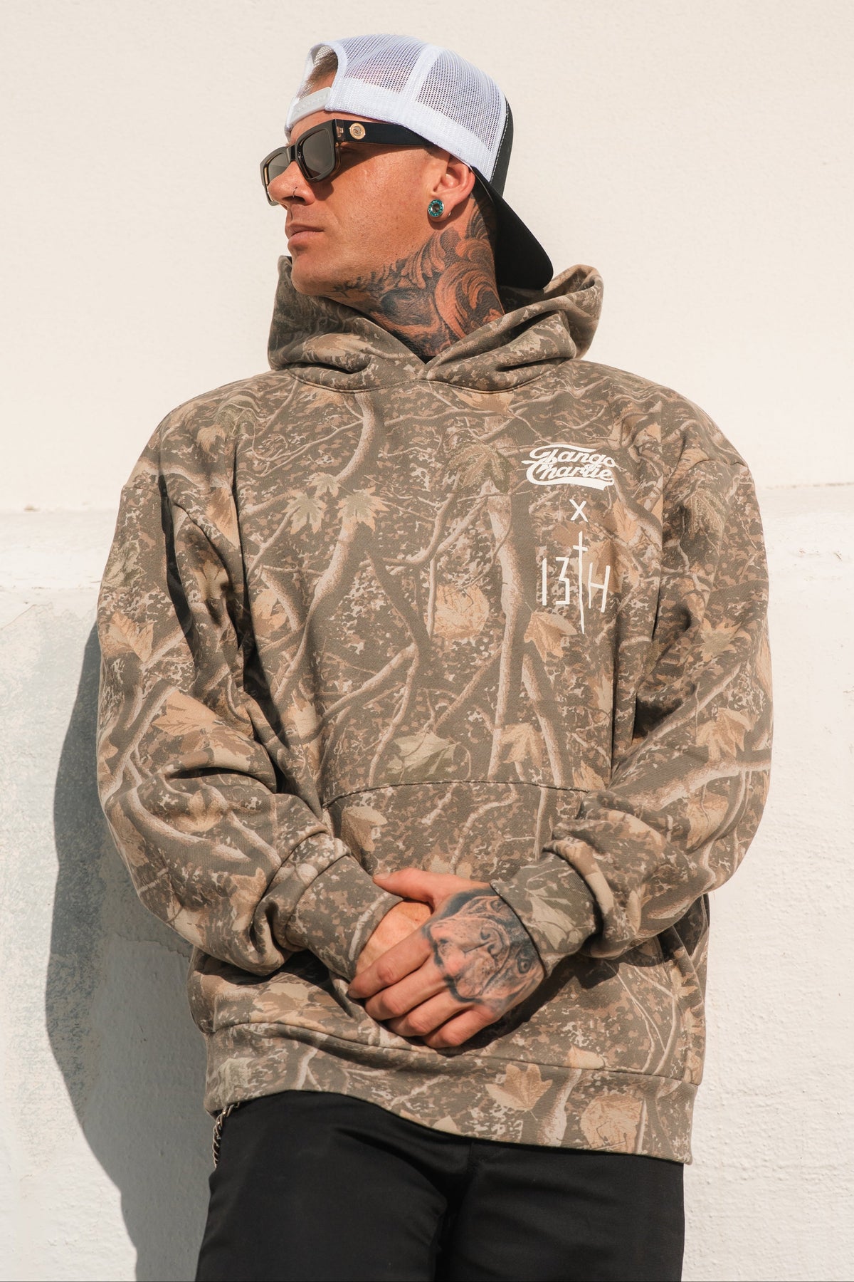 Lift Heavy. Pray Hard. - Premium Deadwood Camo Hoodie MENS UNISEX
