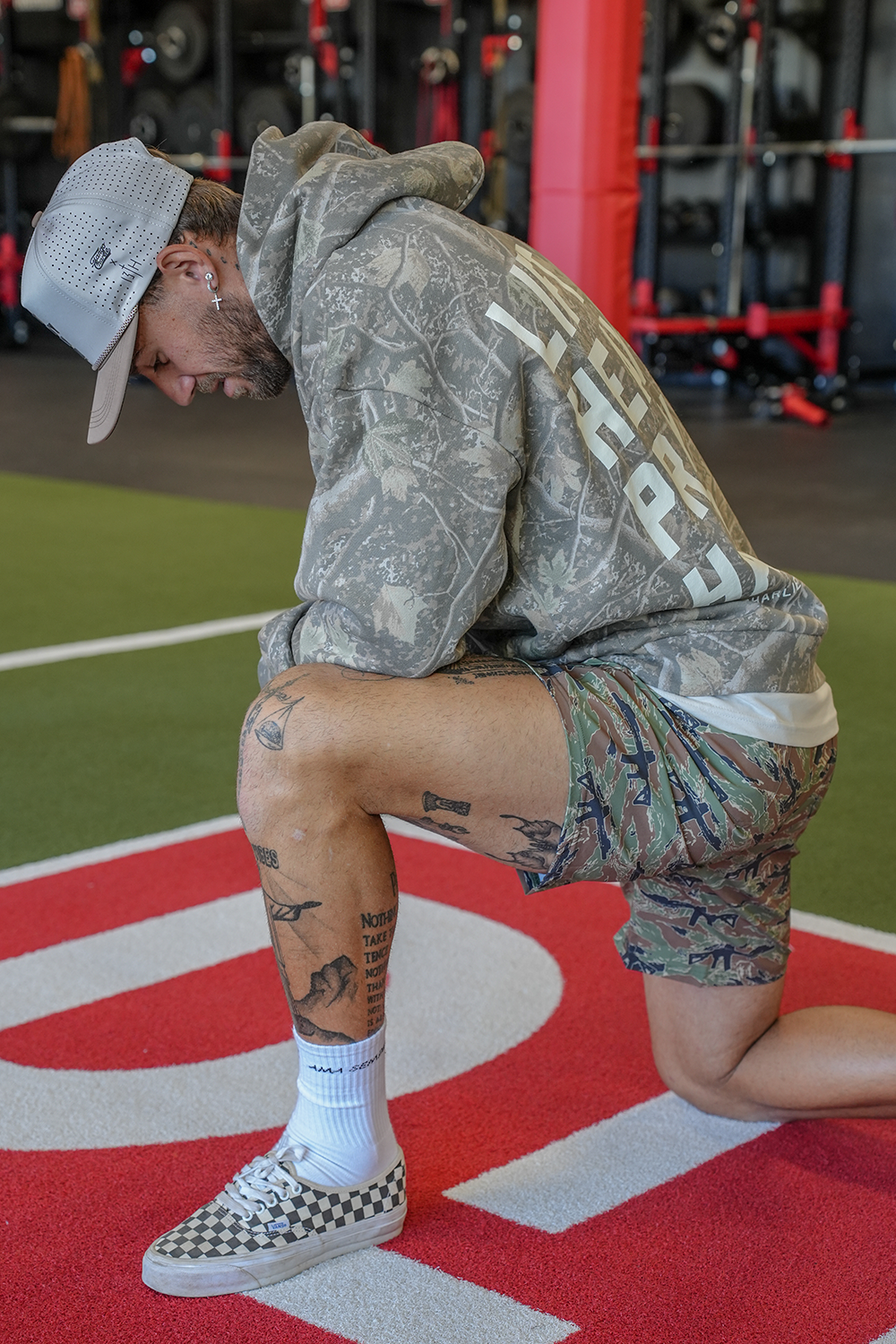 Lift Heavy. Pray Hard. - Premium Deadwood Camo Hoodie MENS UNISEX