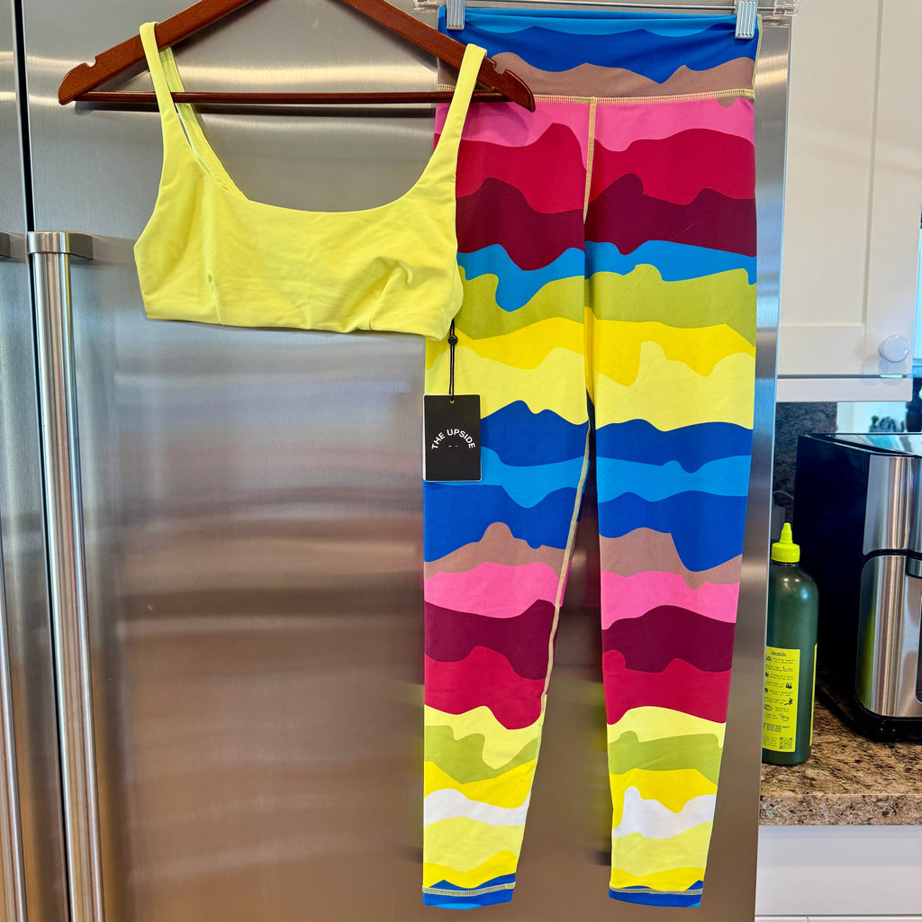 The Upside SET Astro Rory Bra and Printed Leggings in Multicolor / Citrus