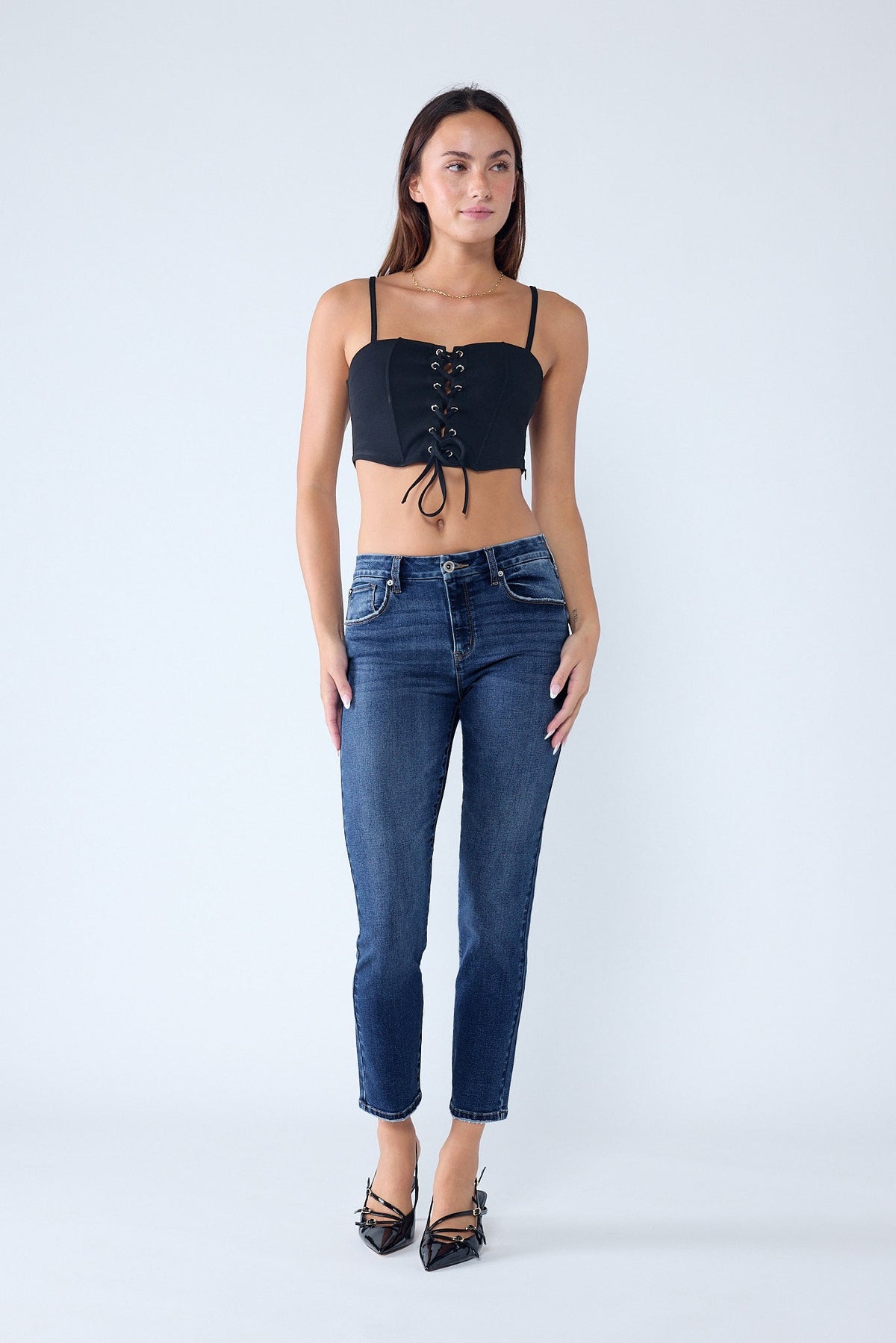 High Rise Stone Wash Classic Skinny Jeans