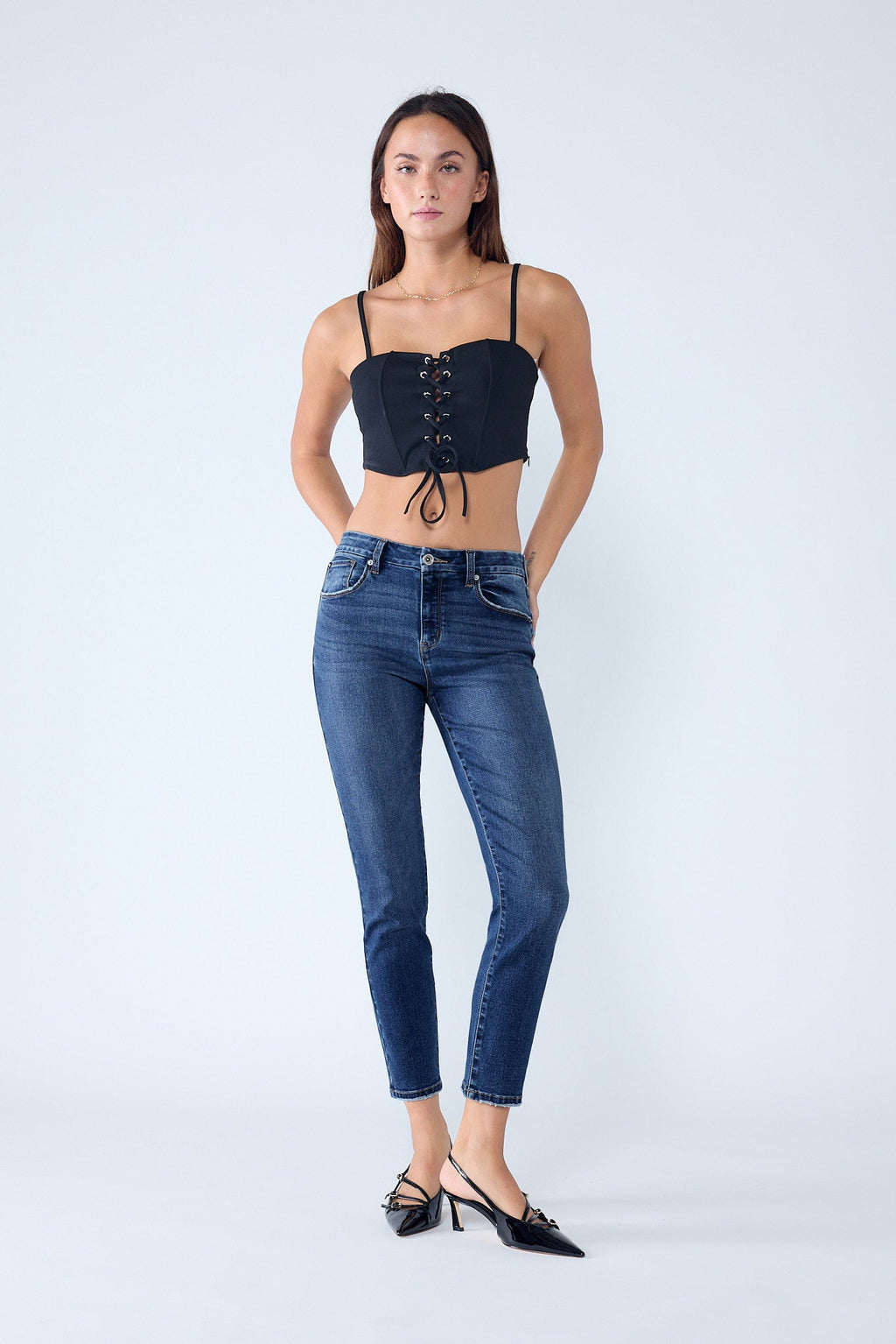 High Rise Stone Wash Classic Skinny Jeans