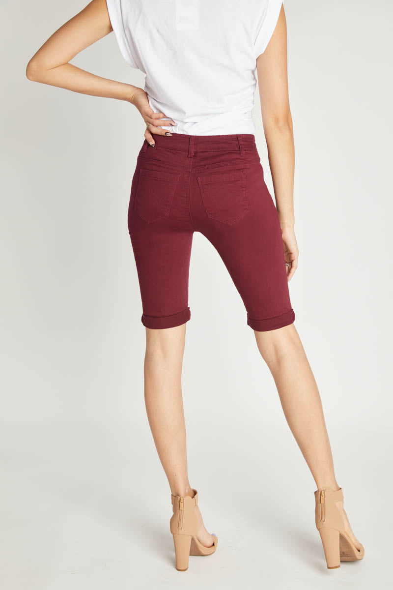 Burgundy Bermuda Denim Shorts