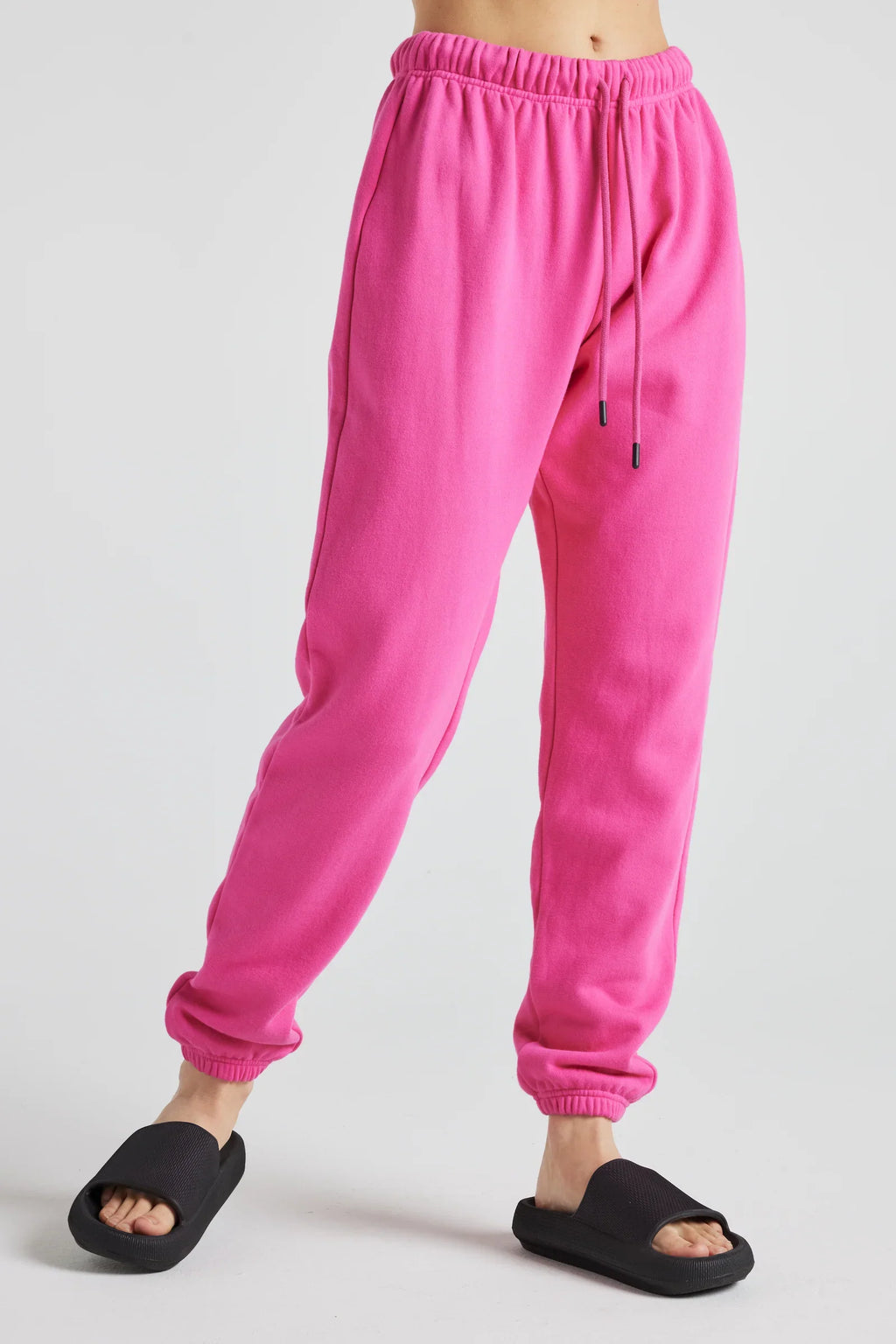 Electric PINK Fleece 100% cotton Joggers with cuff ankles