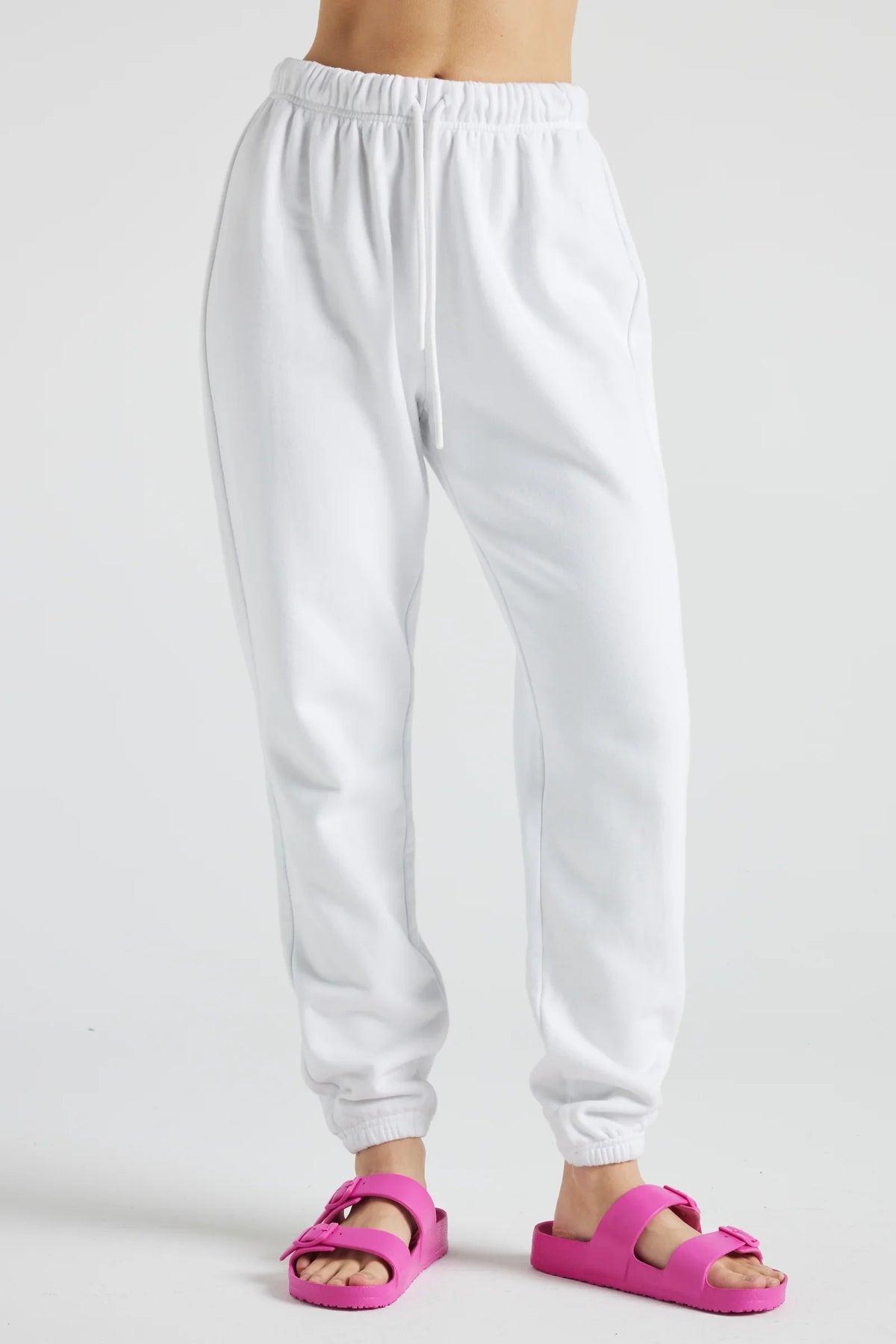 Electric Fleece Joggers in White