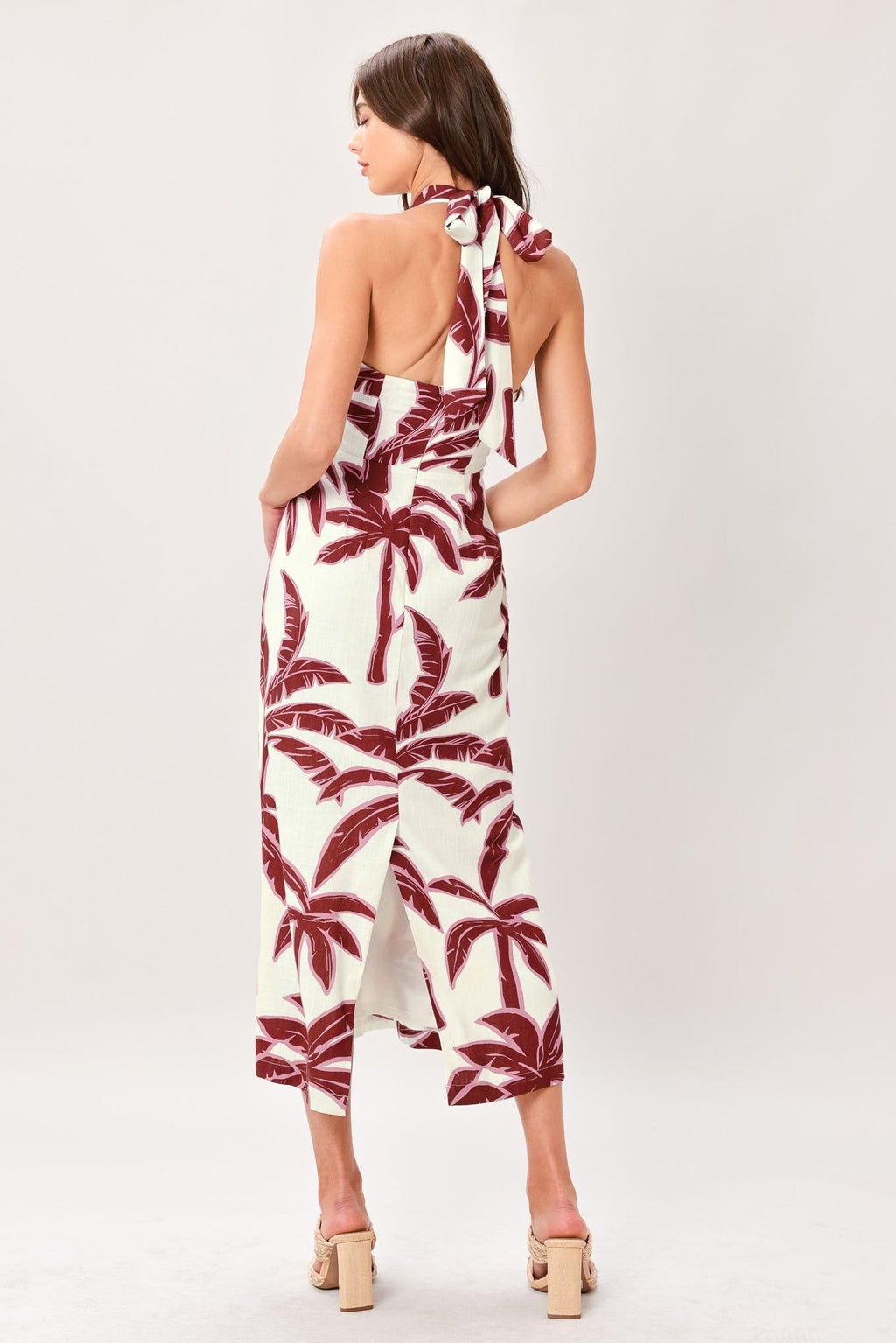 PALM SIREN WOVEN MIDI DRESS