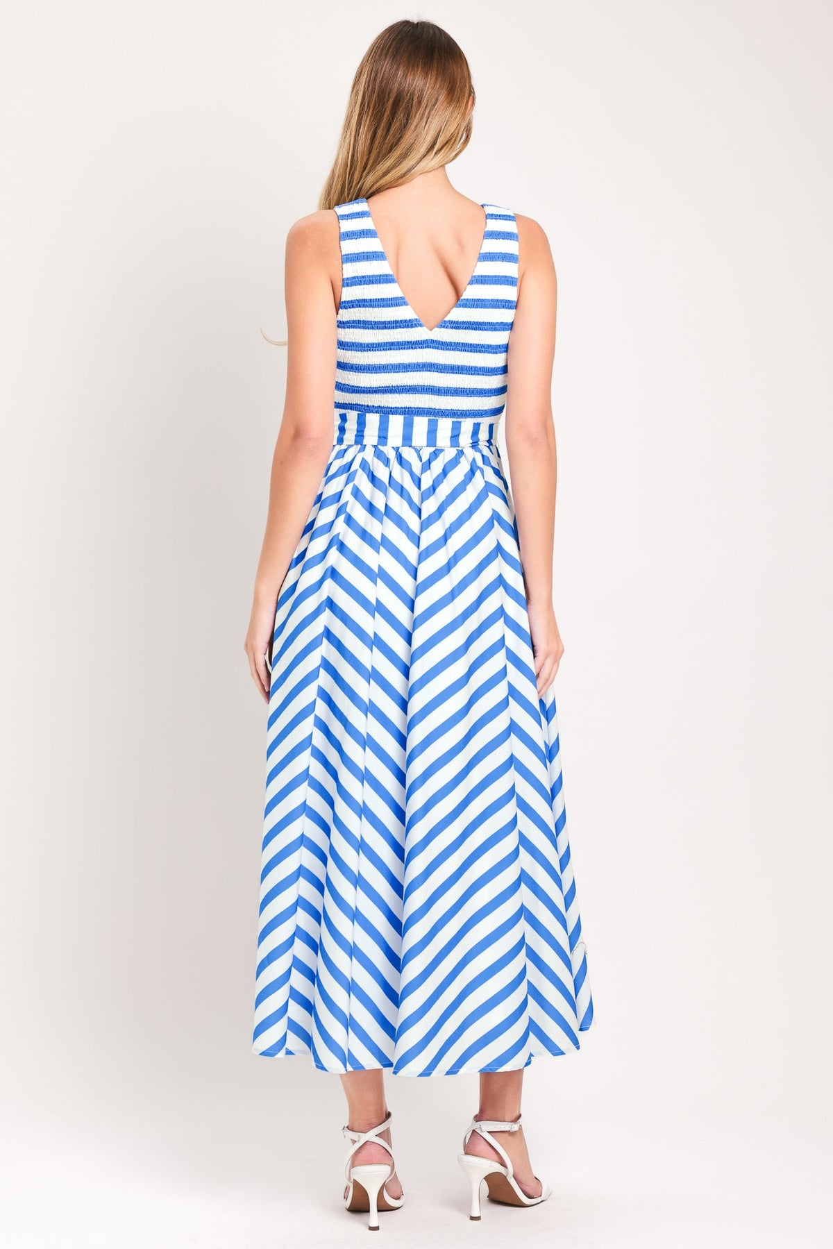 BLUE SERENA WOVEN MIDI DRESS