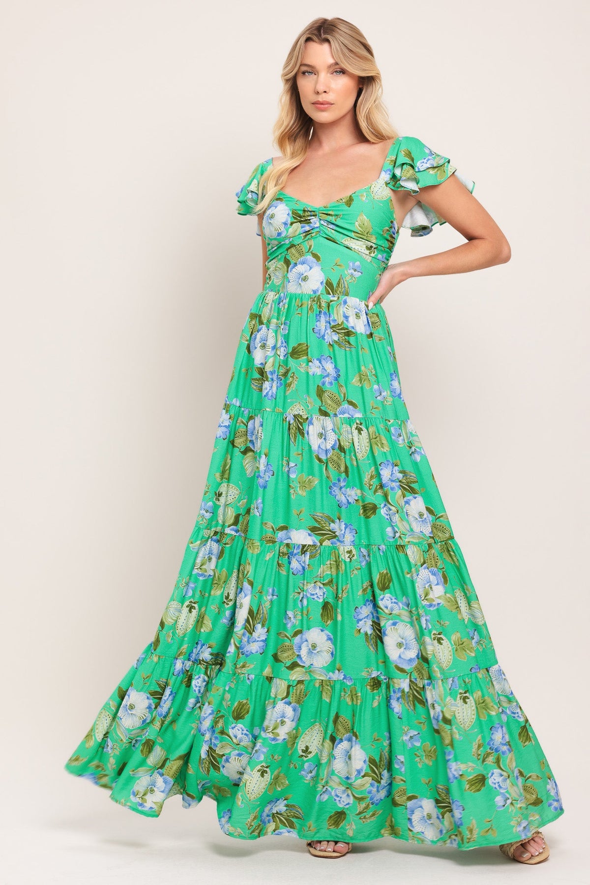 FRESH BLOSSOM WOVEN MAXI DRESS