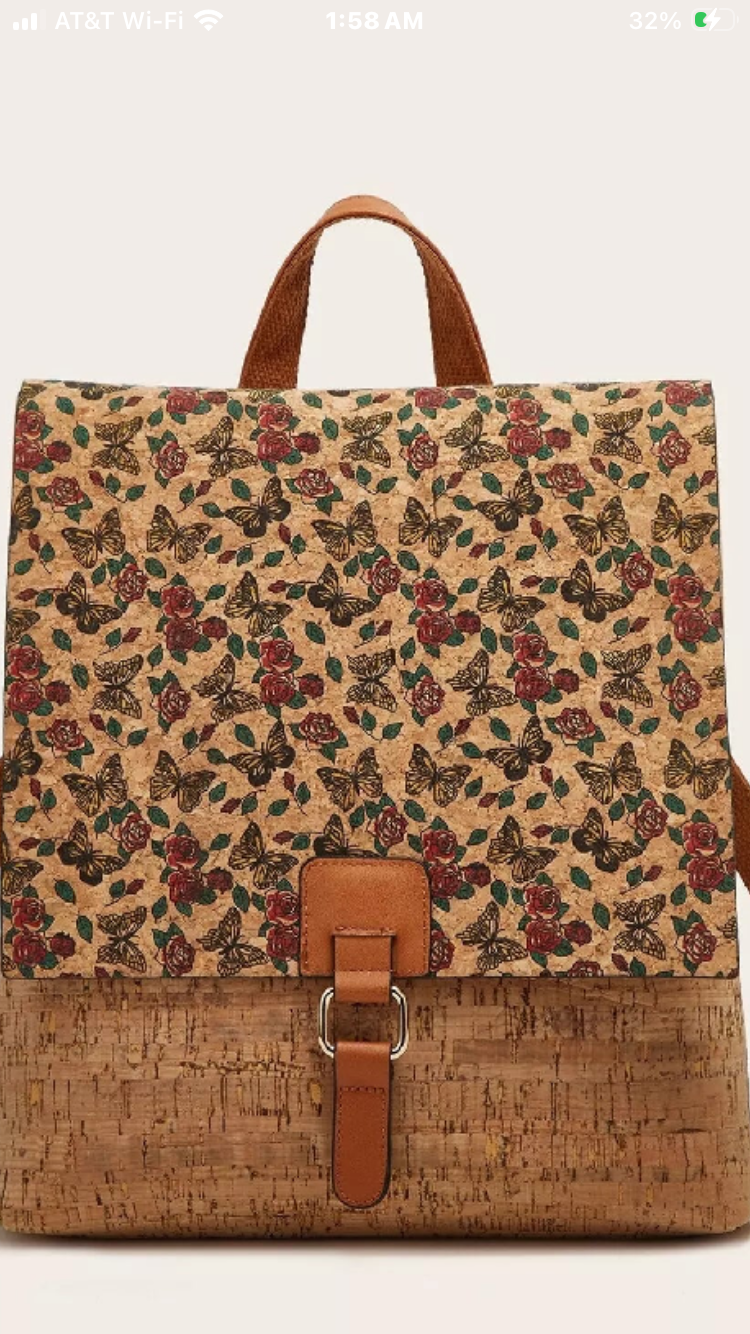 Unique Cork style Vintage Bark Print Flap Backpack 3 unique prints