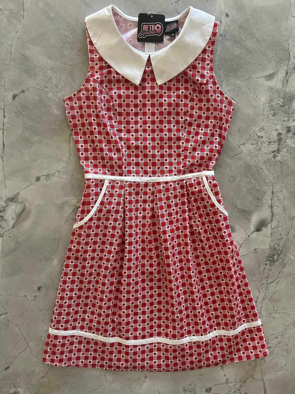 Strawberry Gingham Collared Dress