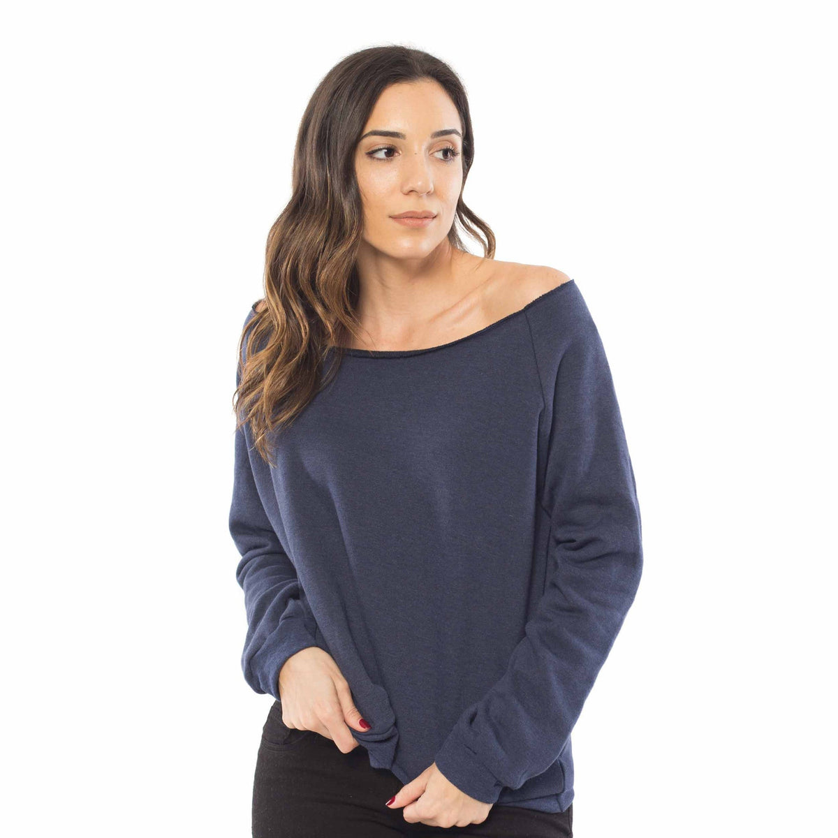 6007 - Women's Fleece Off Shoulder Pullover Sweatshirt