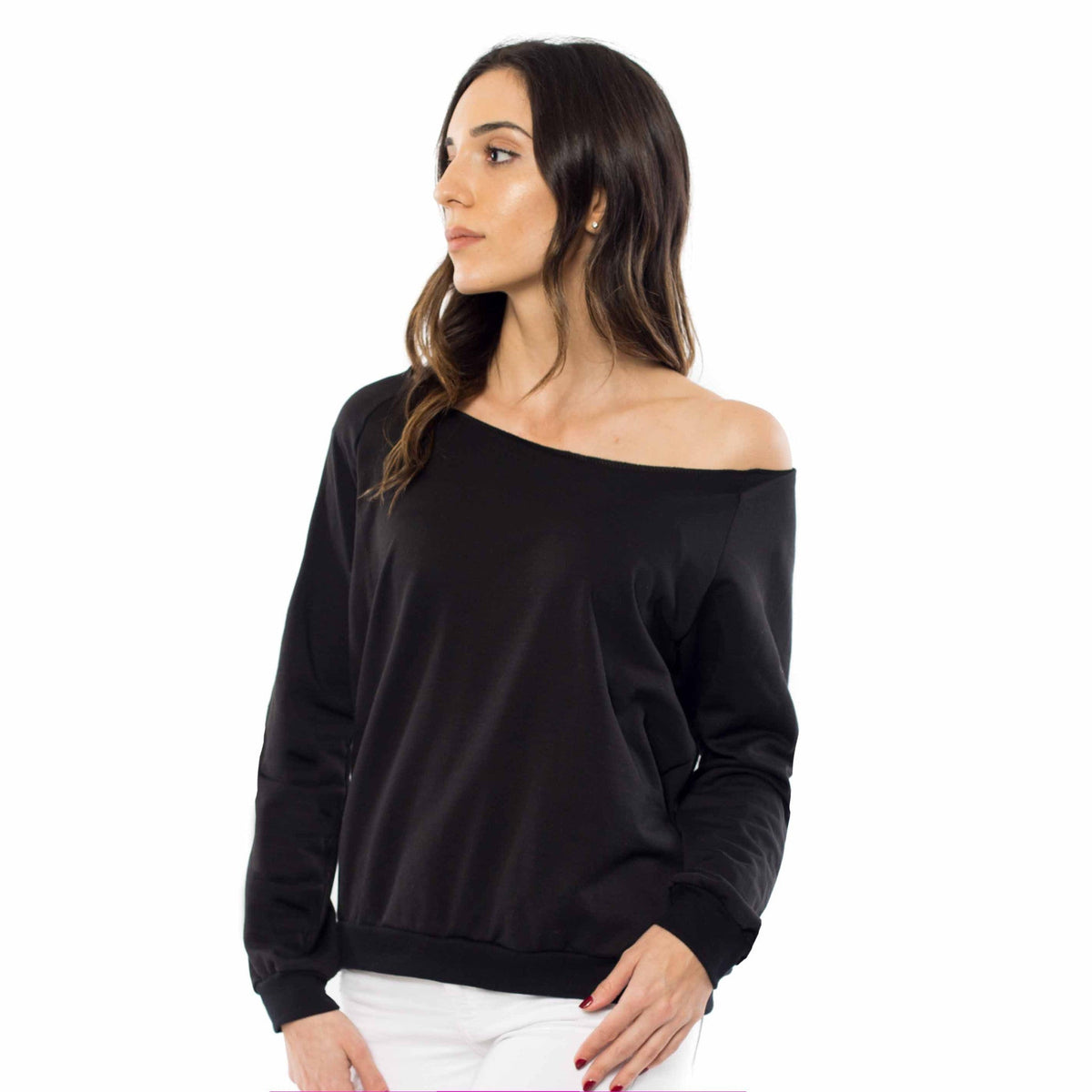 6007 - Women's Fleece Off Shoulder Pullover Sweatshirt