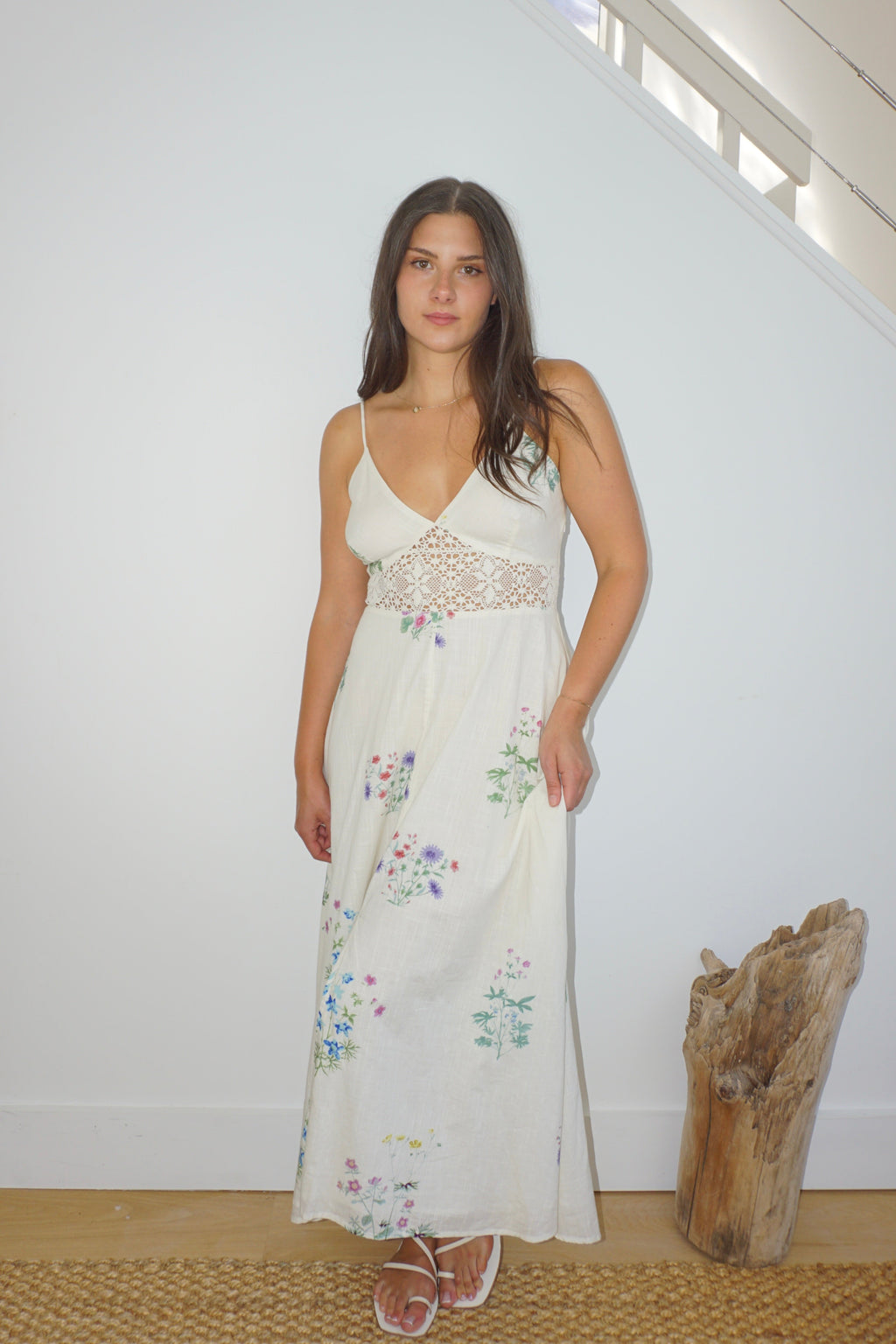 Isabella Dress in Cream Botanical