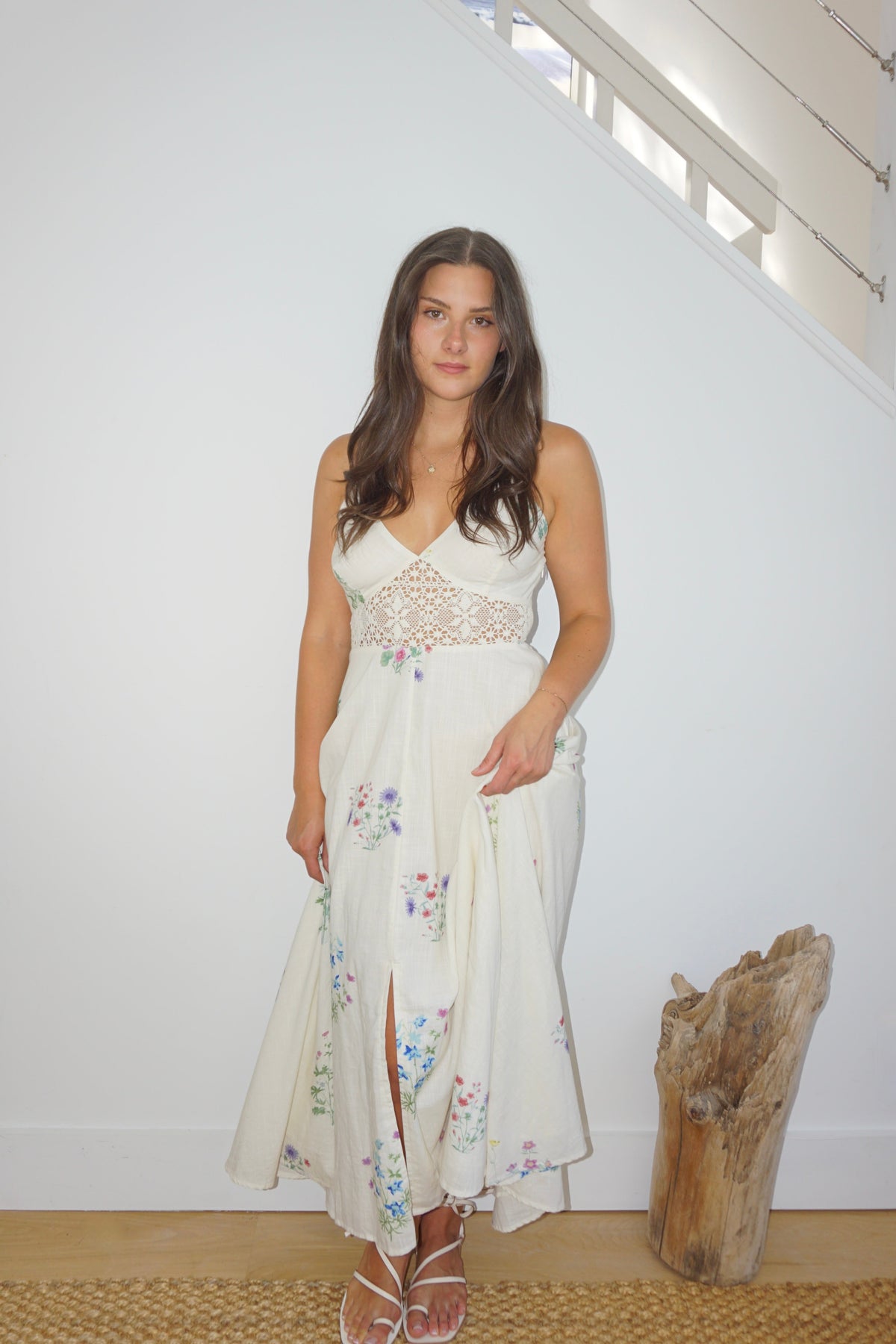 Isabella Dress in Cream Botanical