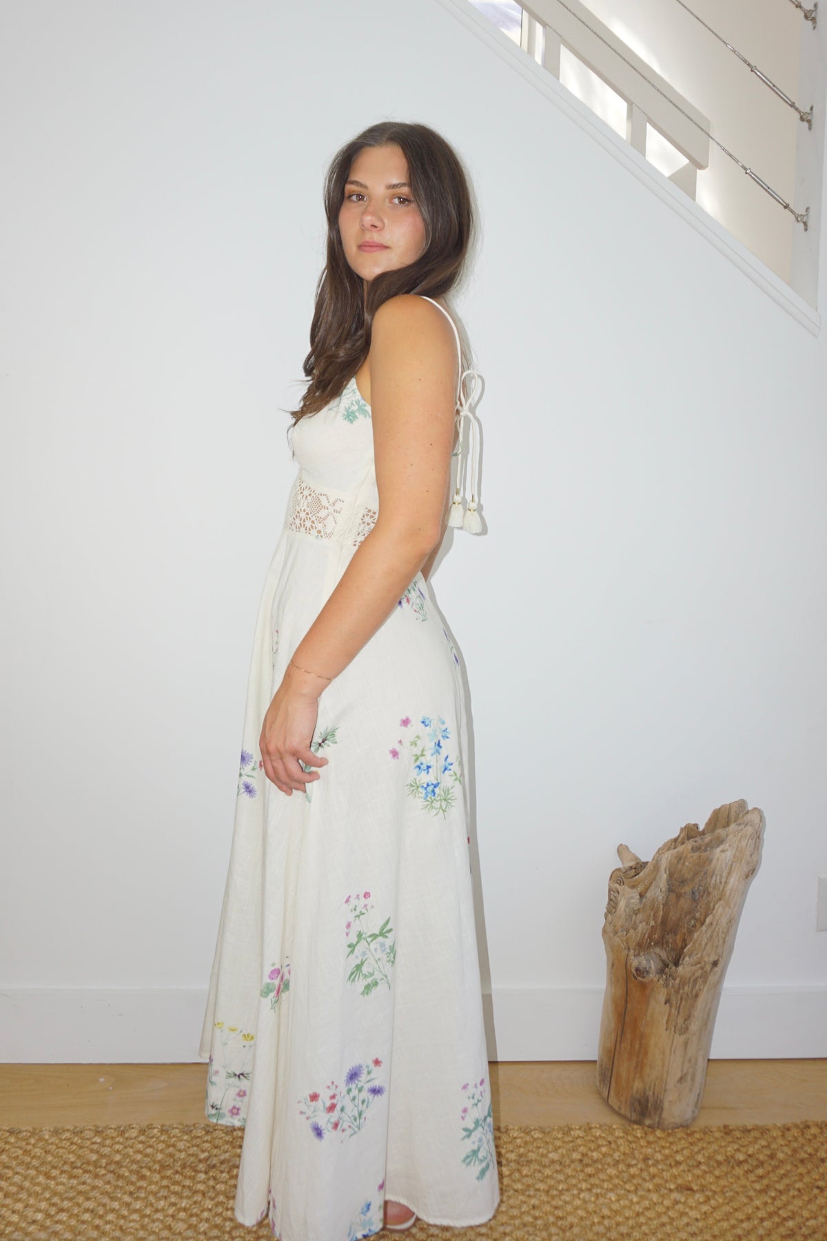 Isabella Dress in Cream Botanical