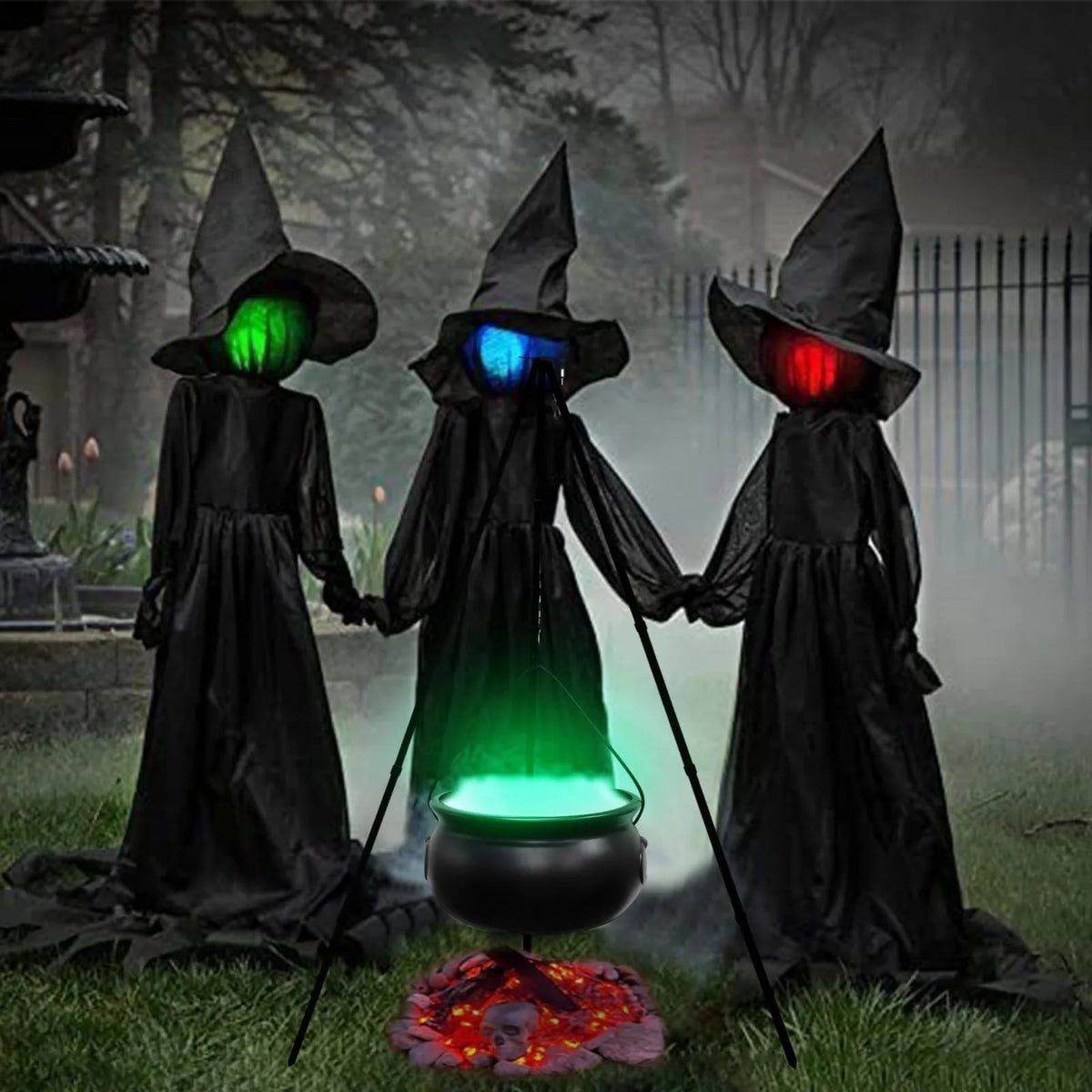 Large Witch Cauldron with LED Lights