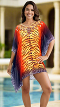 Embellished Animal Print Kaftan | Beach Cover-Up