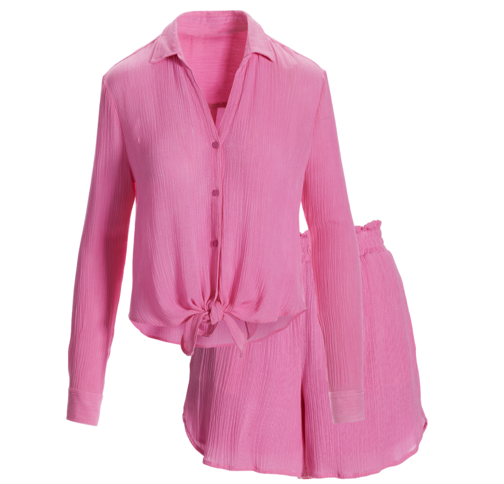 Boston Proper Gauze Shirt and Short Lounge Set, Medium