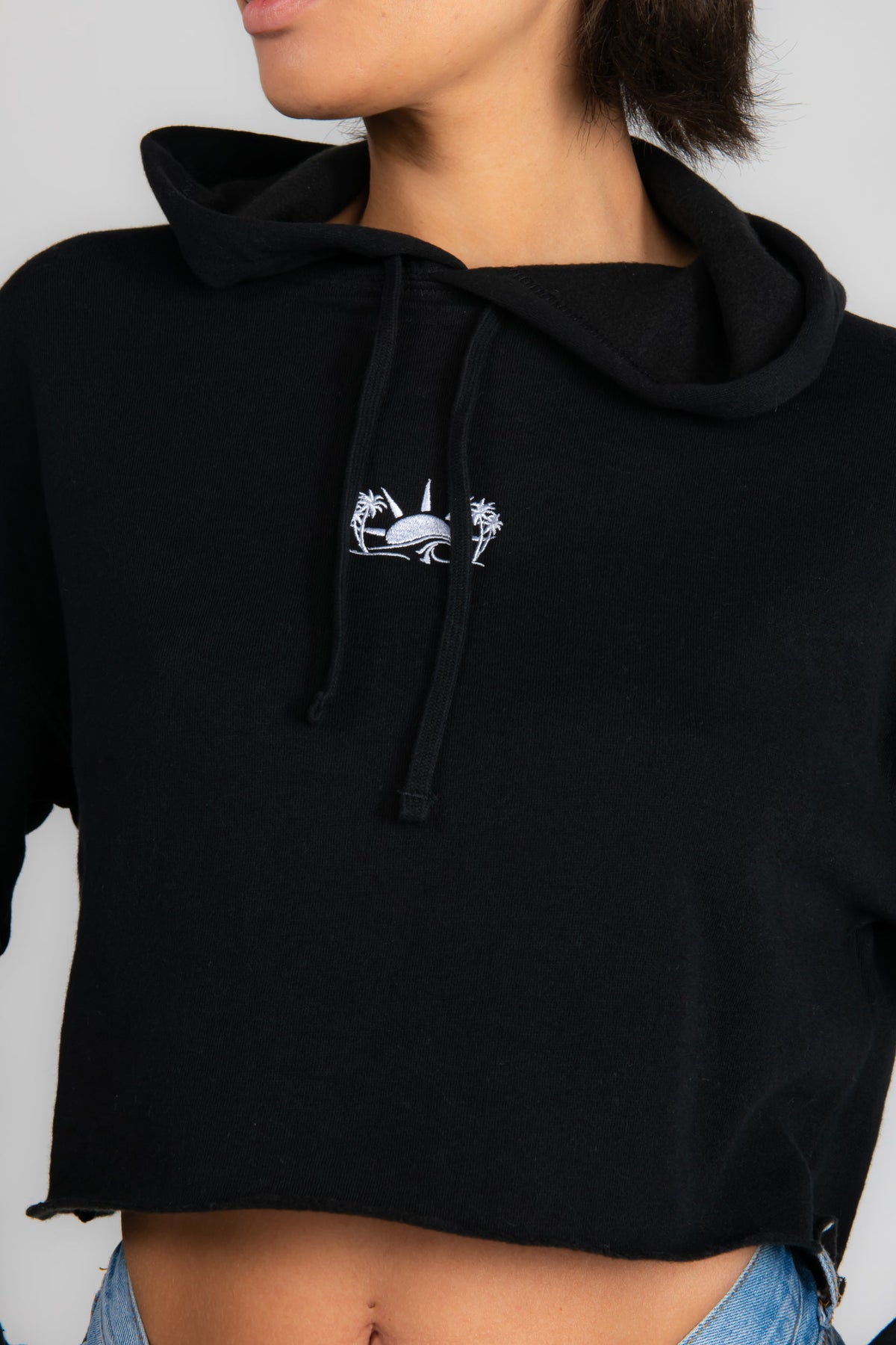 Black Cropped Hoodie