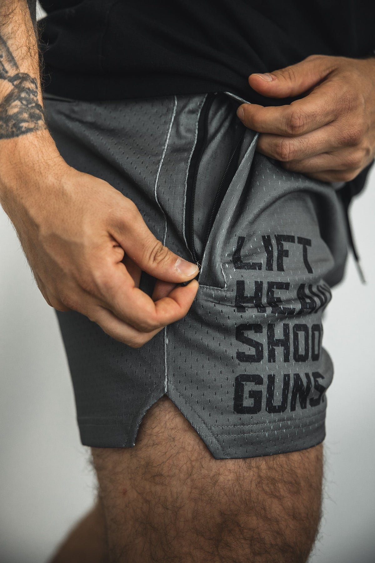 Lift Heavy Shoot Guns printed Men's Mesh Lifestyle Shorts | 5.5"- LHSG OD Green UNISEX