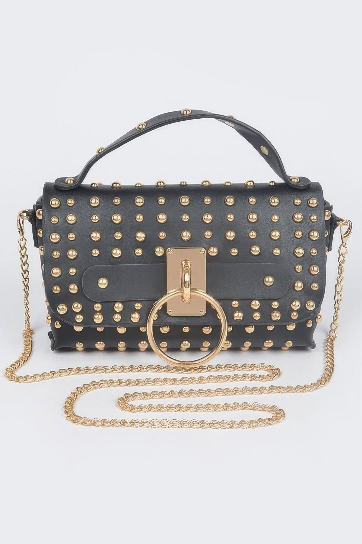 WOMEN'S BAG AUSTIN New Collection BYMANYC ® New York Black Leather Studded High end Designer Handbag
