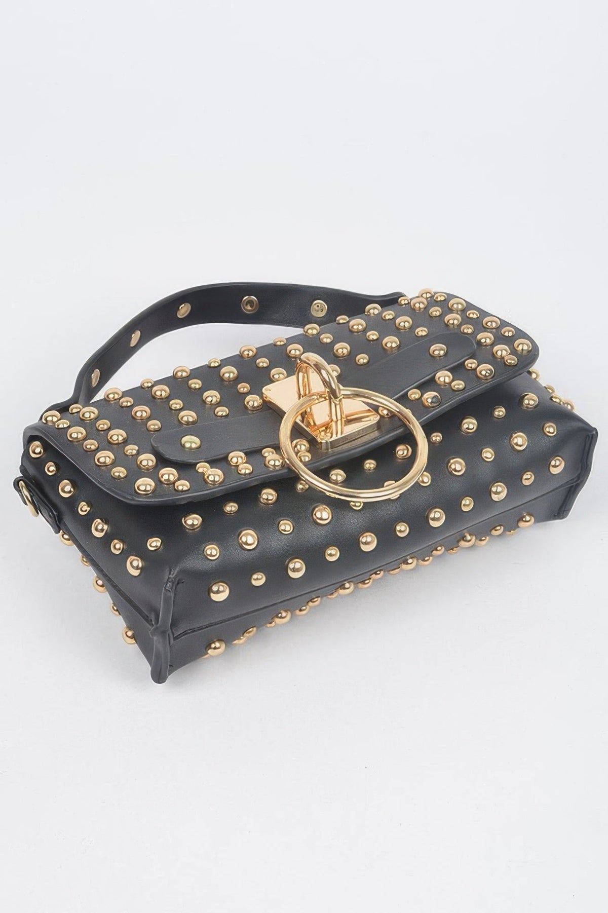 WOMEN'S BAG AUSTIN New Collection BYMANYC ® New York Black Leather Studded High end Designer Handbag