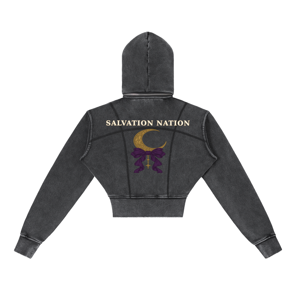 Vintage Washed Cropped Fleece Hoodie