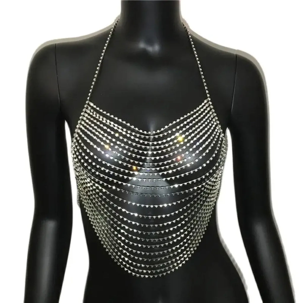Shiny Harajuku Rhinestone Halter Top