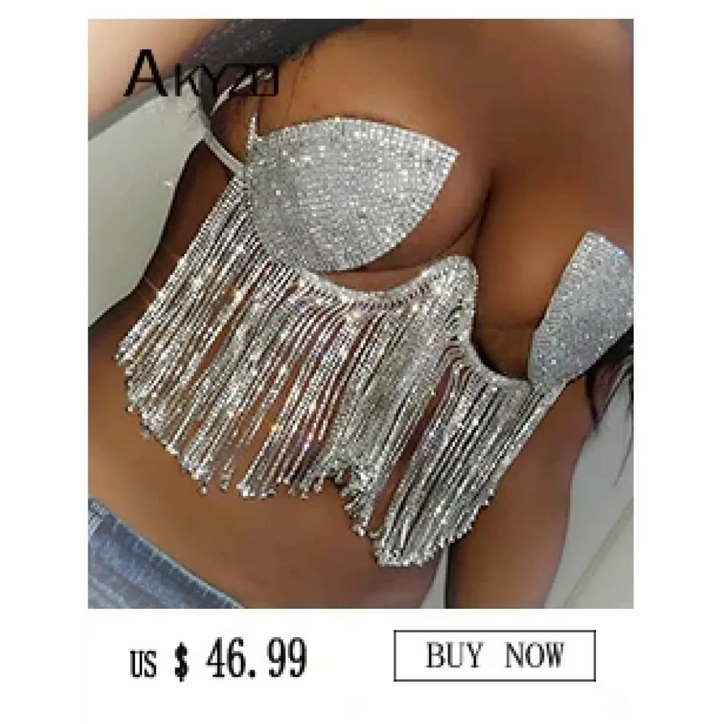 Shiny Harajuku Rhinestone Halter Top