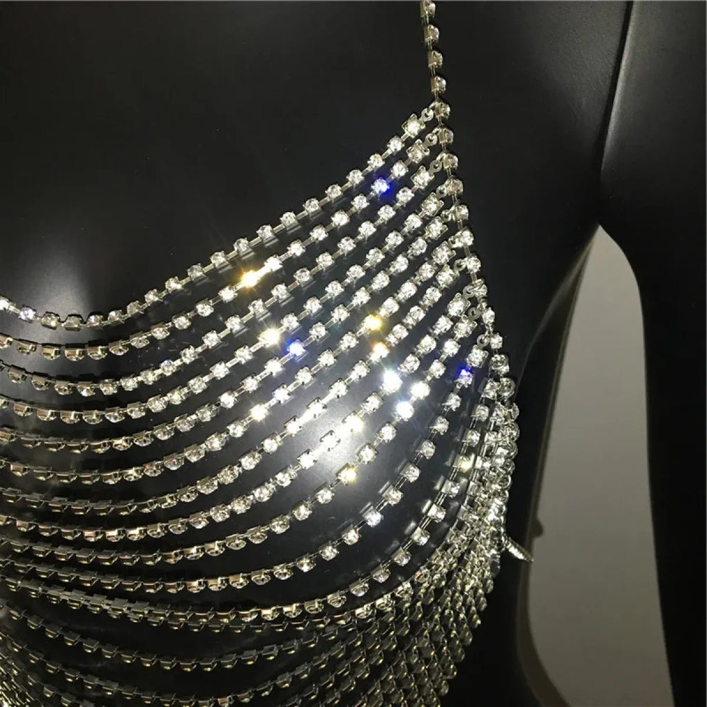 Shiny Harajuku Rhinestone Halter Top