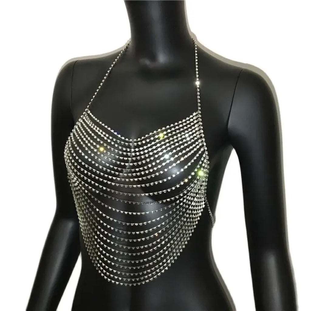 Shiny Harajuku Rhinestone Halter Top