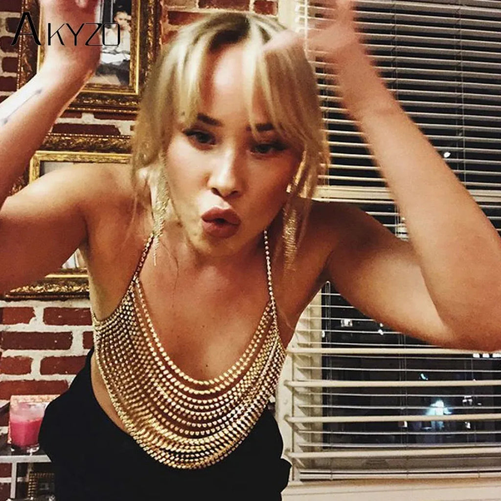 Shiny Harajuku Rhinestone Halter Top