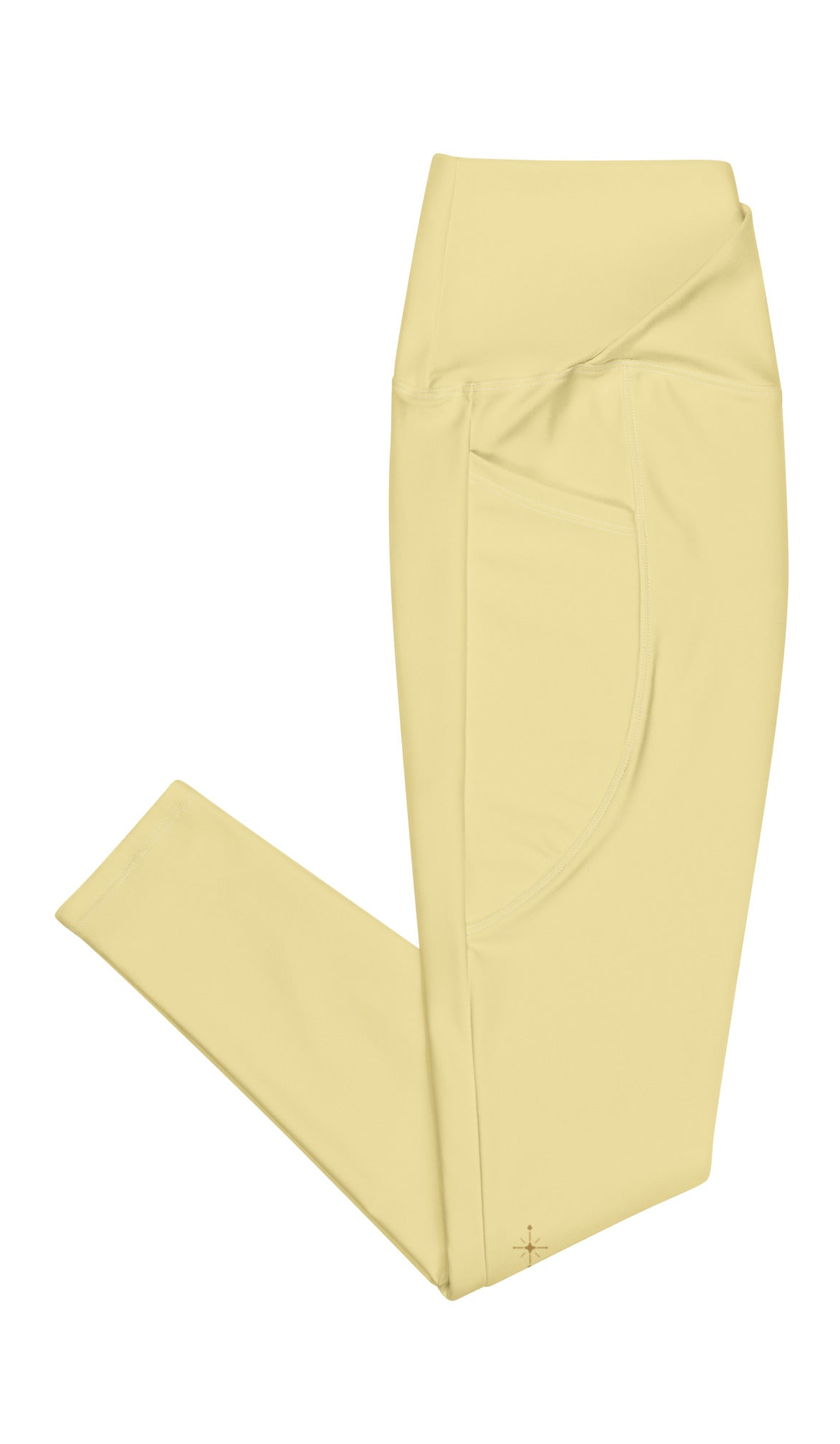 Crossover waist leggings with pockets Salvation Nation Exclusive in Butter Yellow and Plum