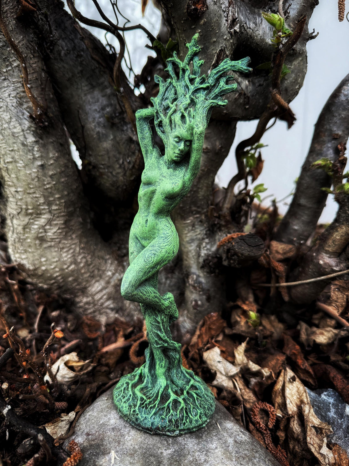 Dryad Statue, 8" Version, Green Finish