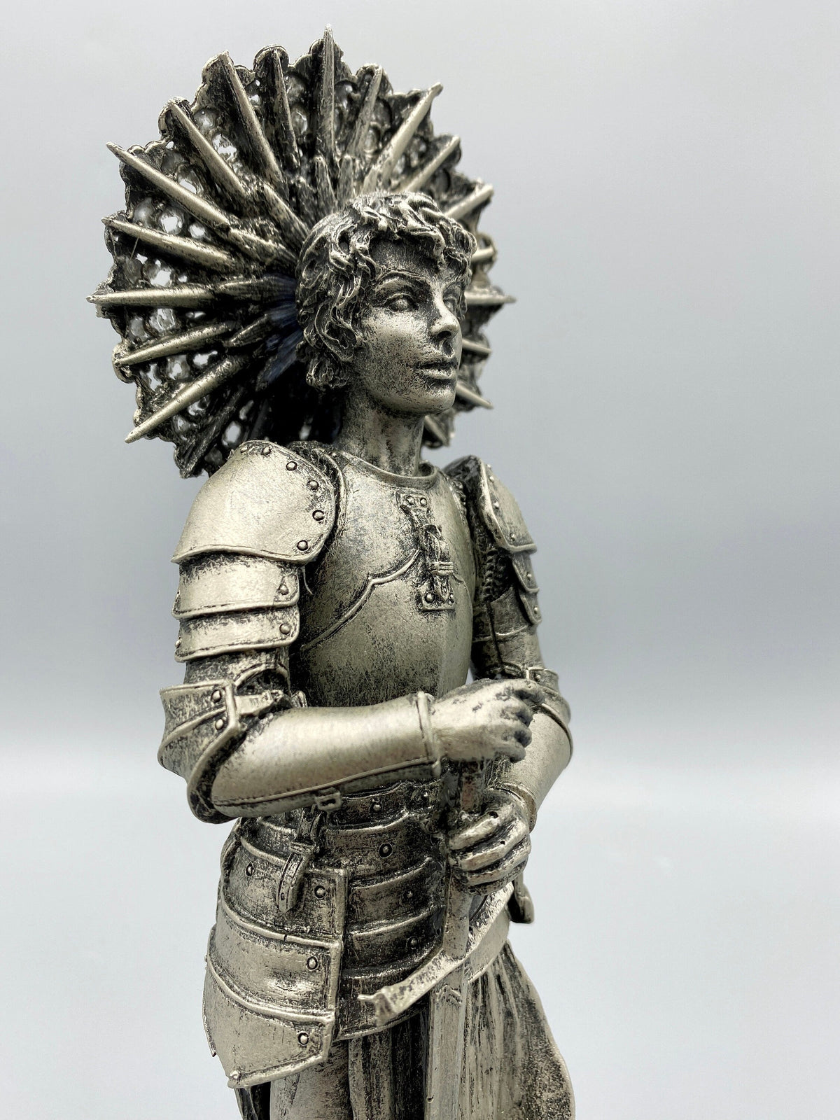 Joan of Arc Statue, Hand Painted Resin Sculpture | Medieval Warrior Saint Figurine | Feminist Icon Decor