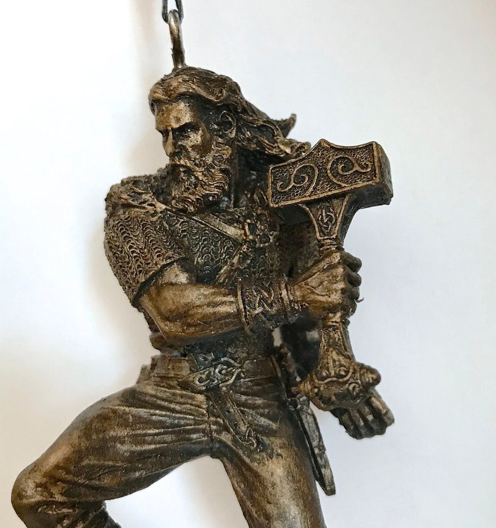Thor Ornament, Hand Painted Resin Sculpture | Norse Mythology Figurine |Myths and Legends God of Thunder Ornament, Fantasy Art Holiday Decor