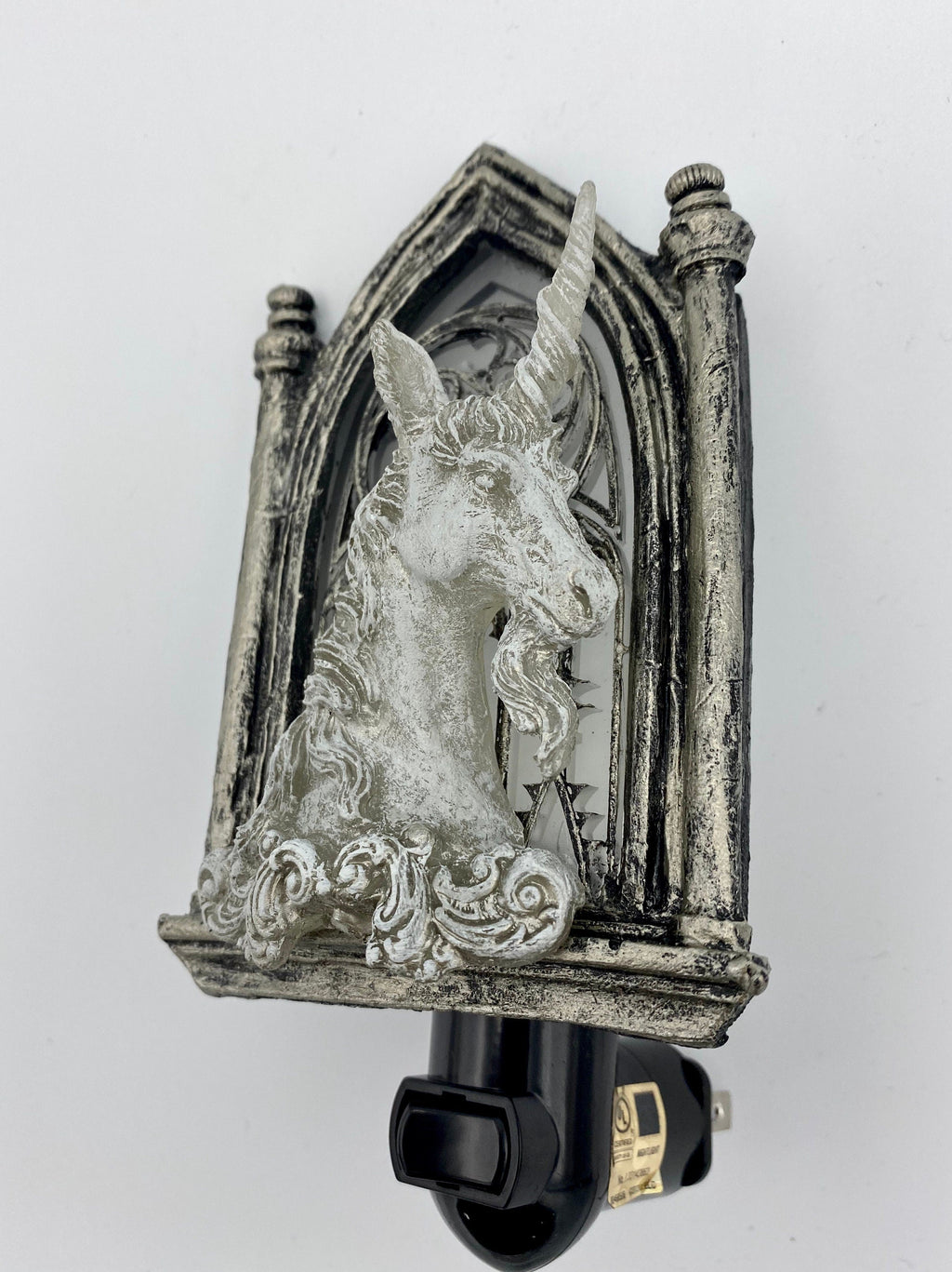 Unicorn and Gothic Cathedral Window Nightlight | Medieval Gothic Night Light |  Unicorn Lighting for Gothic Fantasy Home Decor