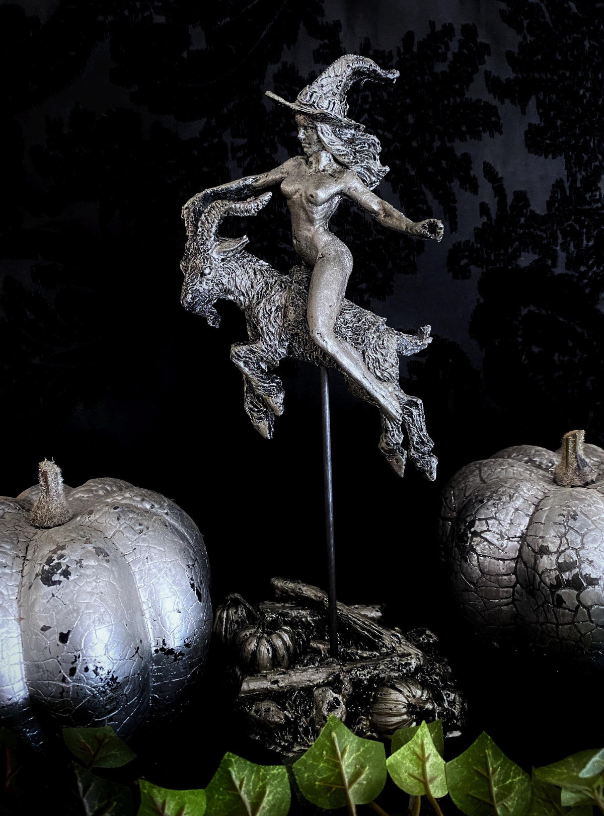 Witch’s Sabbath: Goat Rider Statue, Hand Painted Resin Sculpture | Pagan Folklore Witchcraft Figurine | Witchy Art for Gothic Home Decor
