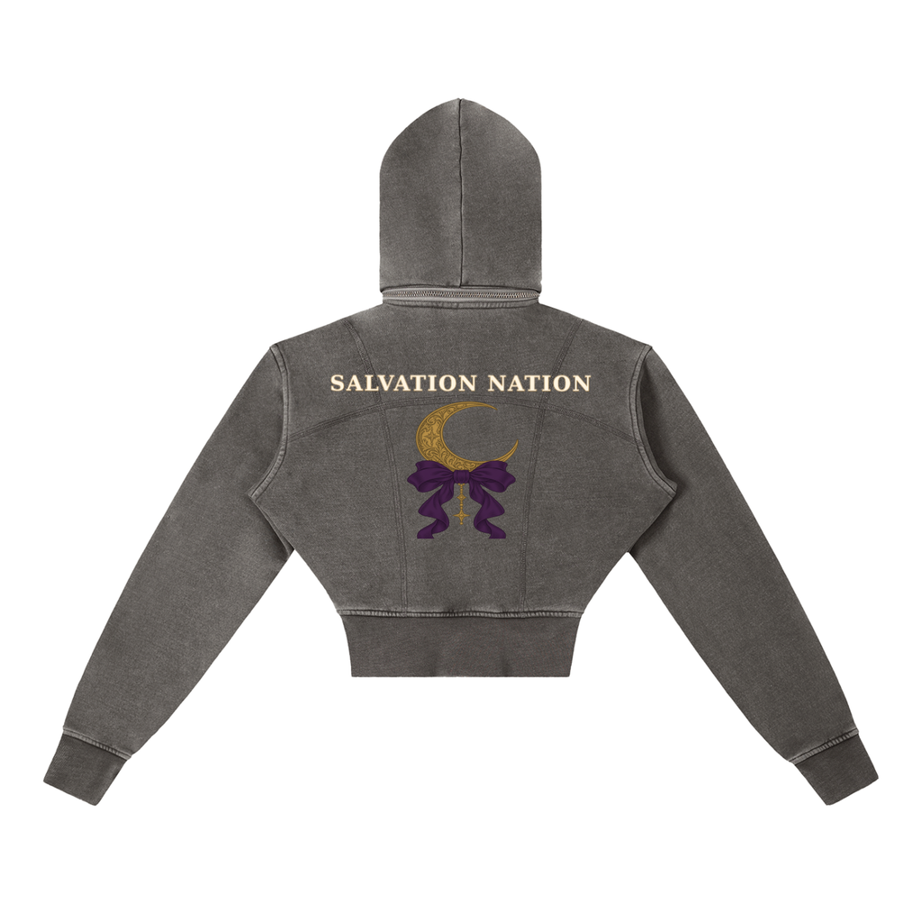 Vintage Washed Cropped Fleece Hoodie