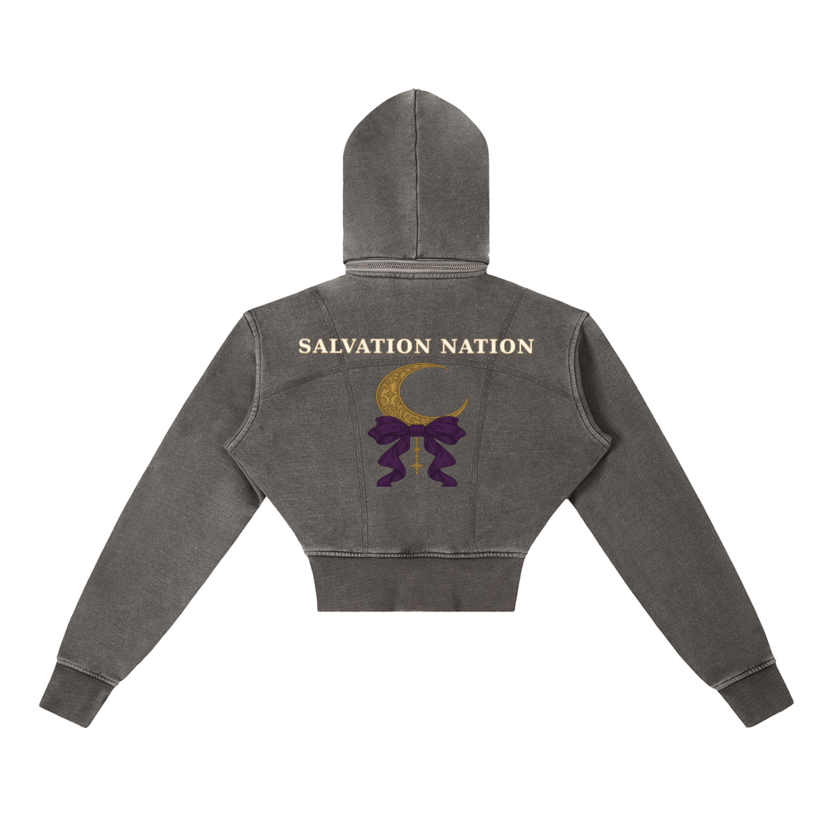 Vintage Washed Cropped Fleece Hoodie